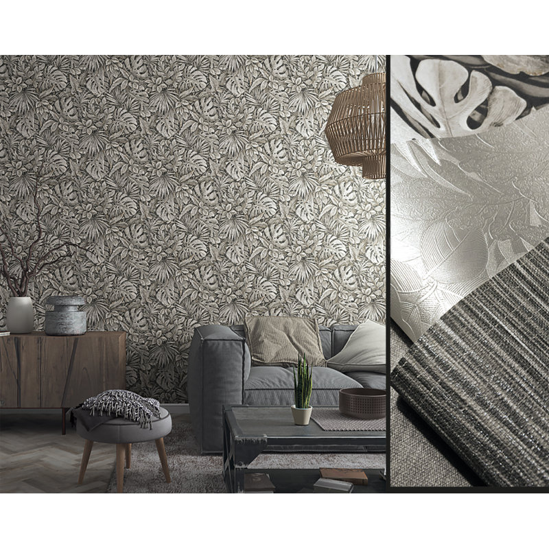 Eden Jungle Leaves 10m x 53cm Wallpaper Roll, Brown
