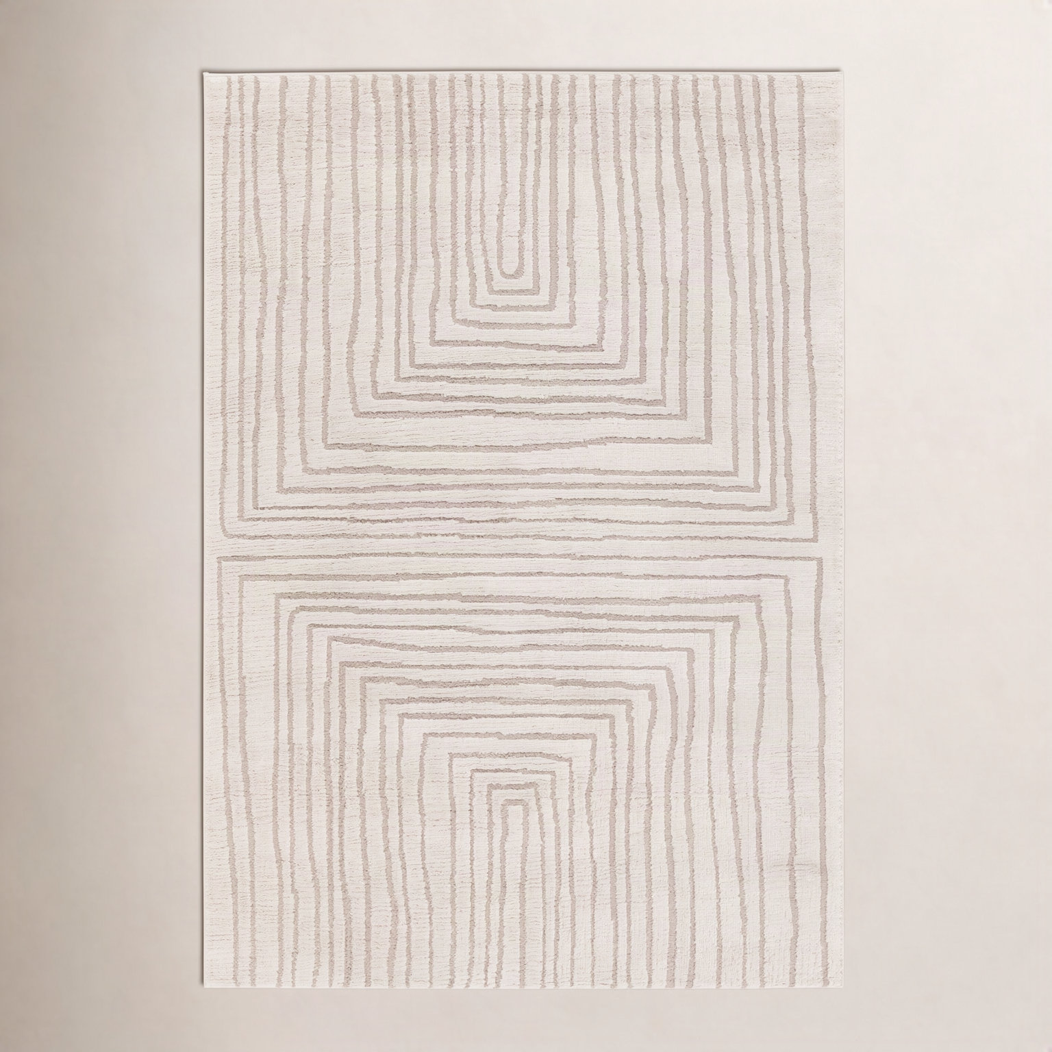 Quillan Ivory Beige Striped Rug, Runner 2'5" x 10'