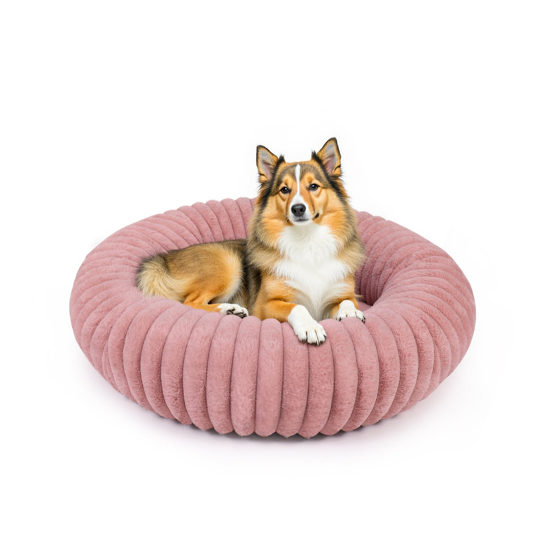 Lit pour chien Calming Donut, Moyen (H 7 po x l 30 po x P 30 po), Rose