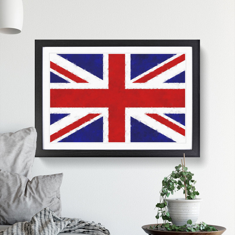 Union Jack British Flag Vol.1 - Picture Frame Painting, Black Framed, 48cm H x 65cm W x 2cm D