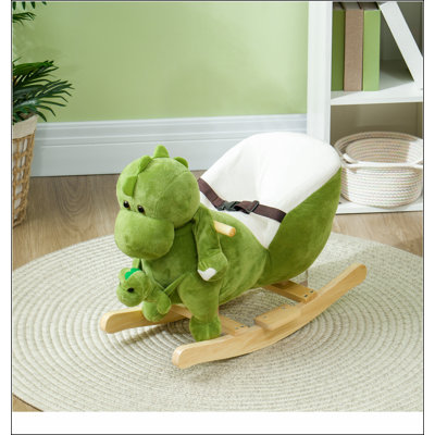 Qaba Baby Rocking Horse, Toddler Plush Dinosaur Animal Rocker with Seat Belt, 32 Songs, Hand Puppet, Kids Riding Horse Rocking Chair for 18-36 Months by Zoomie Kids