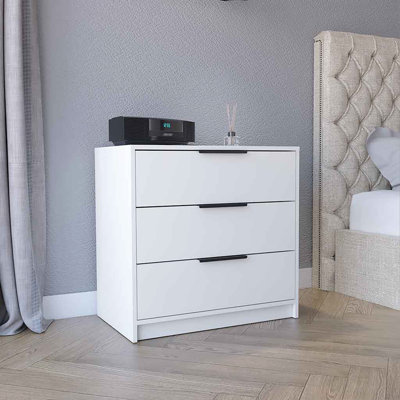 Commode 3 tiroirs Kaia, plateau supérieur