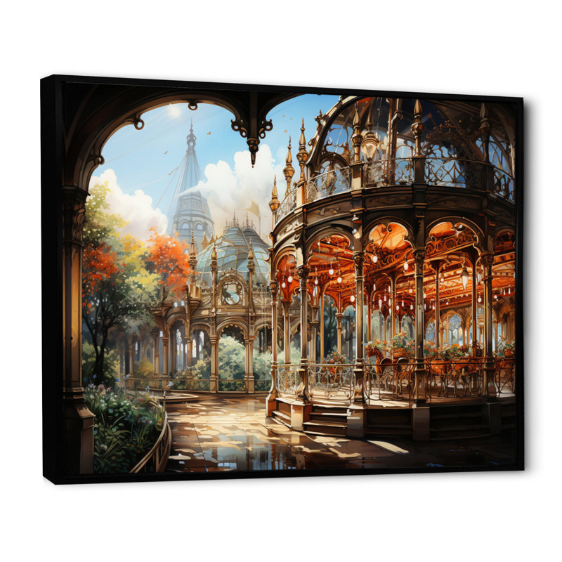 «Makyi Carousel Whimsical Delight II», reproduction sur toile, Cadre flottant noir, H 34 po x l 44 po x P 1,5 po