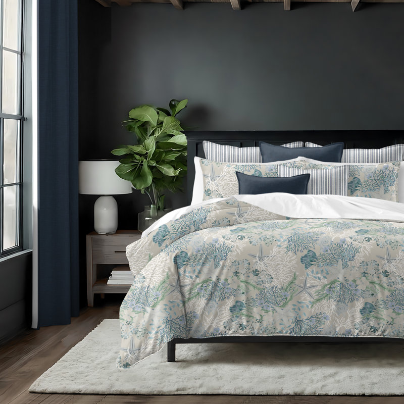 Ensemble d'édredon en coton Under The Sea Ocean, Édredon double et 5 pièces supplémentaires, Océan