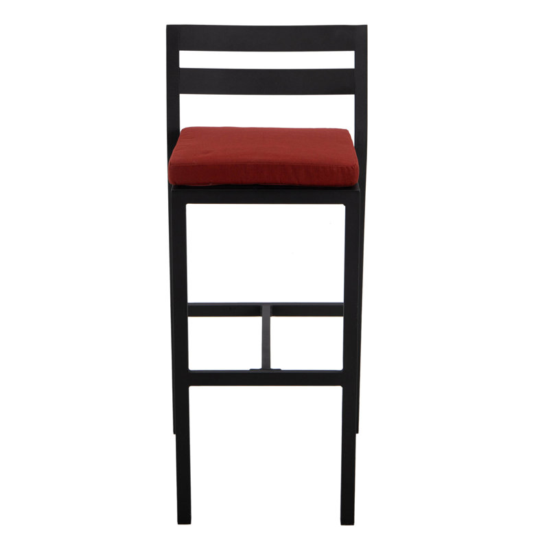 Tabouret de bar Chelsea avec structure en aluminium thermolaqué et coussin amovible, Rouge