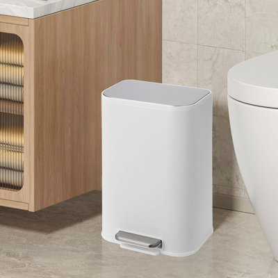 Bathroom Trash Can, Small Step Waste Bin with Foot Pedal & Removable Inner Bucket