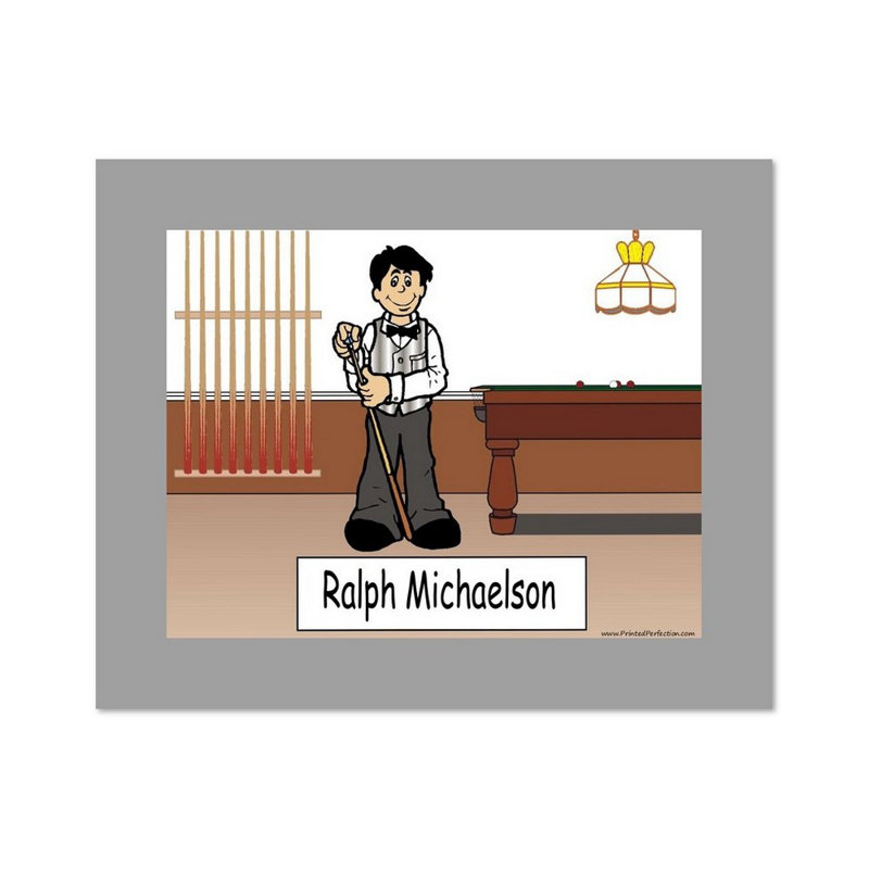 Personalized Pool Player, Billiards - Male Caricature with a Mat & Frame - Ready to hang!, Yes