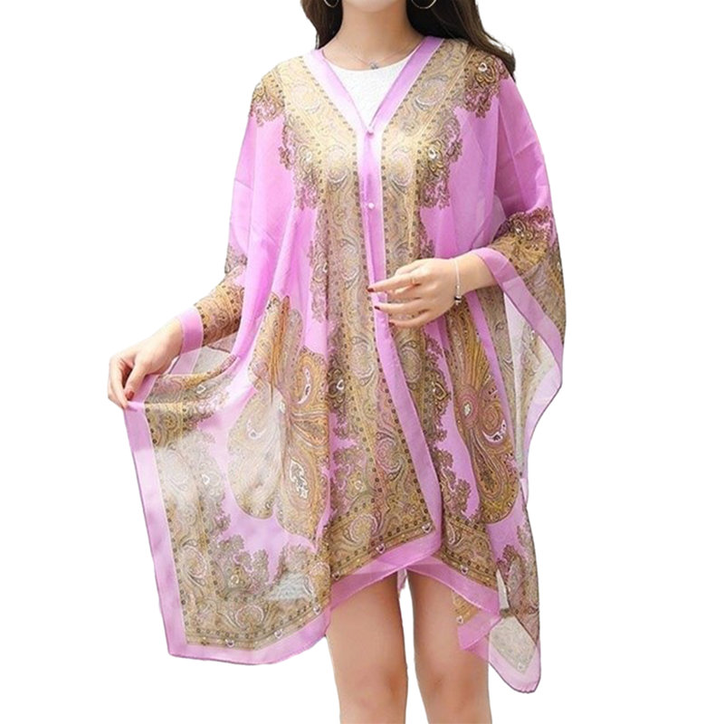 Peignoir en dentelle au genou, Mauve