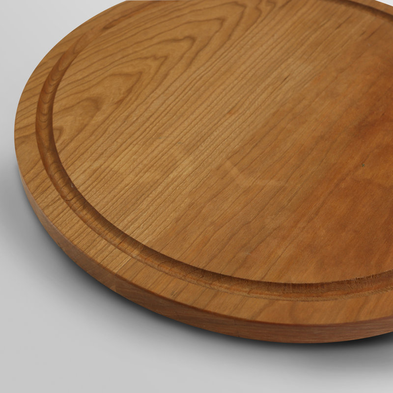 Natural Cherry Round Cutting Board with Juice Groove