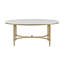 Table basse avec plateau en marbre blanc, pieds dorés, rectangulaire, pour le salon