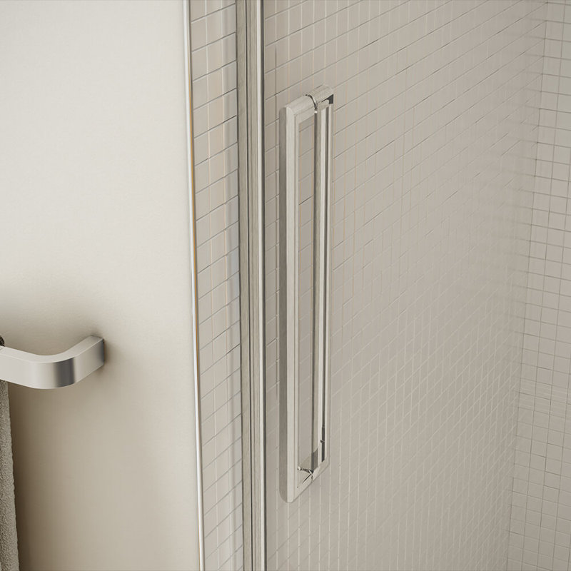 Porte de baignoire coulissante simple sans cadre l 59" x h 59" Halo, Nickel brossé