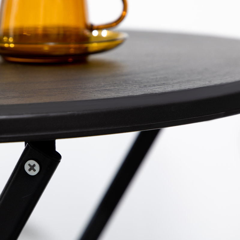 Table basse pliante d'extérieur, table de patio ronde 23,6 po, gris foncé