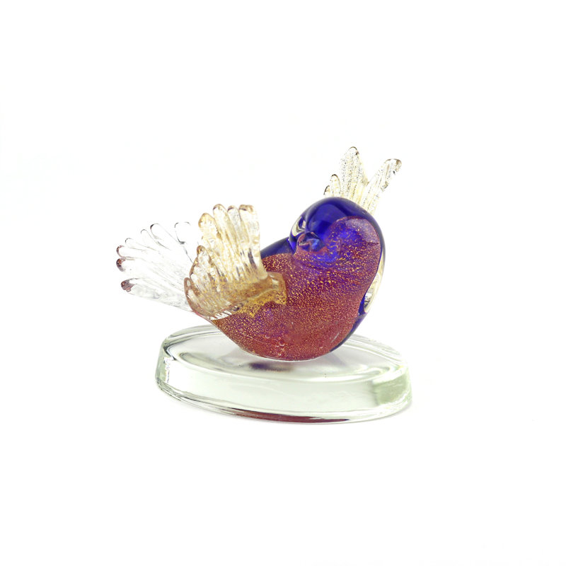 Murano Glass Bird On Clear Base