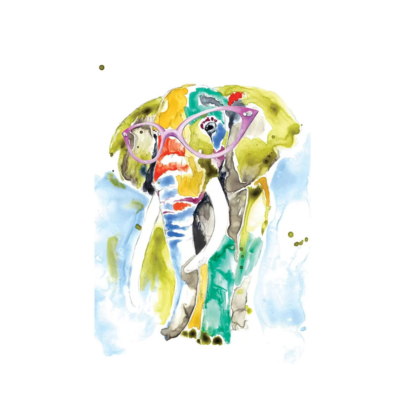 Smarty-Pants Elephant 1 Piece Wrapped Canvas Painting, 101.6 cm H x 66.04 cm W x 3.175 cm D