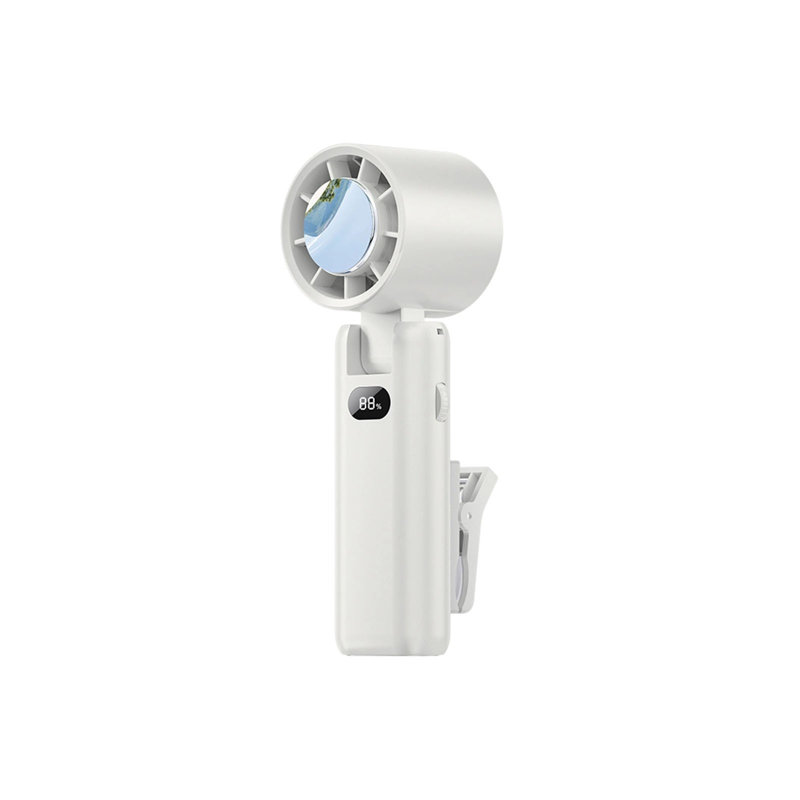 Kbndieu Digital Display Back Clip High-speed Fan USB Multi-purpose Foldable 100-speed Clip Umbrella Fan, White