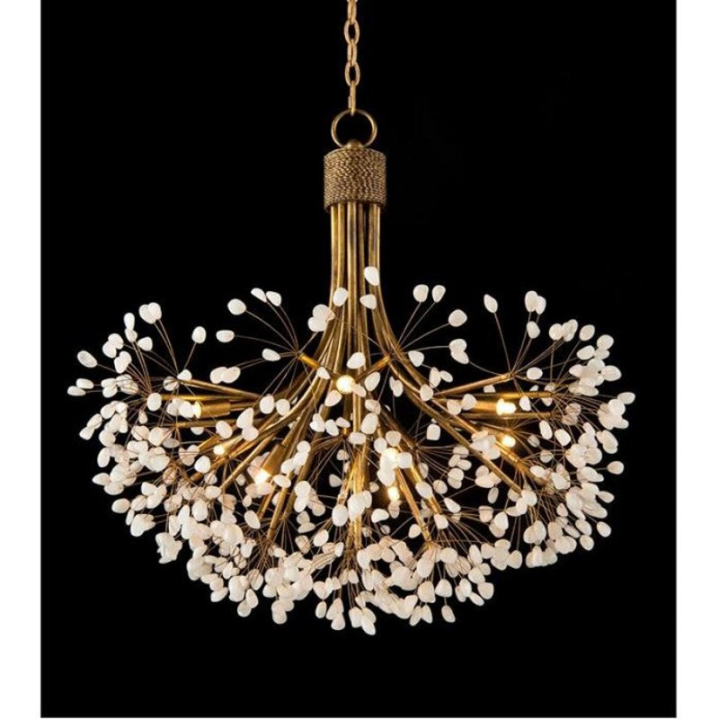 Lustre clair classique / traditionnel, Bronze antique, H 20 po x l 20 po x P 20 po, Ambre