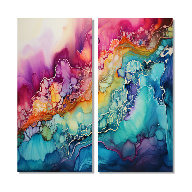 Art mural sur toile arc-en-ciel arc-en-ciel bleu sarcelle et mauve, 20" H x 24" W, Framed Wrapped Canvas, Does Not Apply