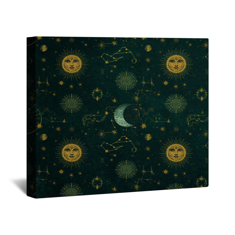 Toile tendue Celestial Sun Moon Stars, 20 x 24 inches