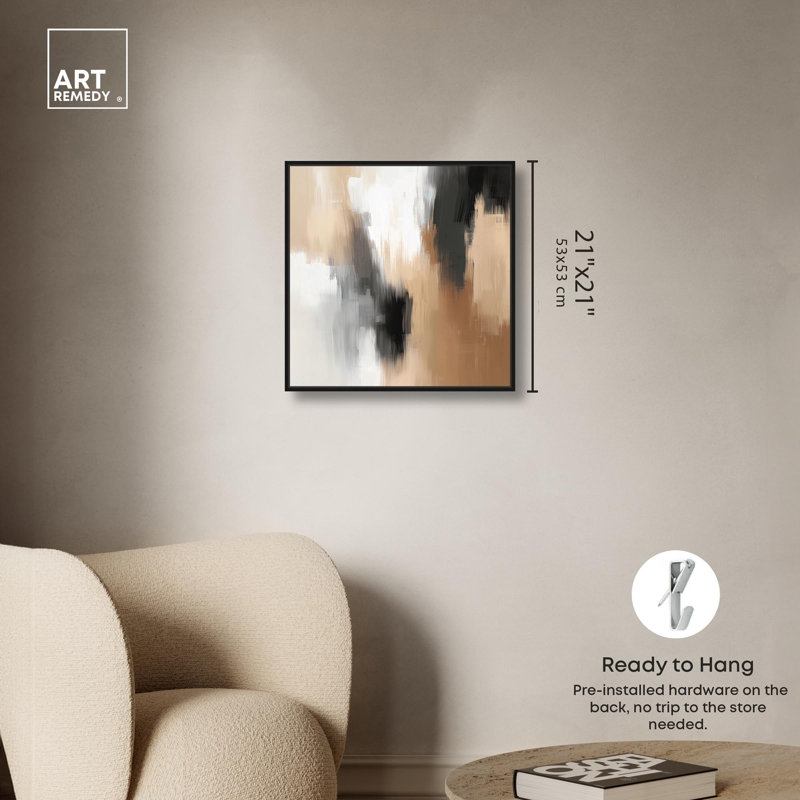 Art Remedy Boho Abstracts, toile, H 21 po x l 21 po, Cadre flottant noir
