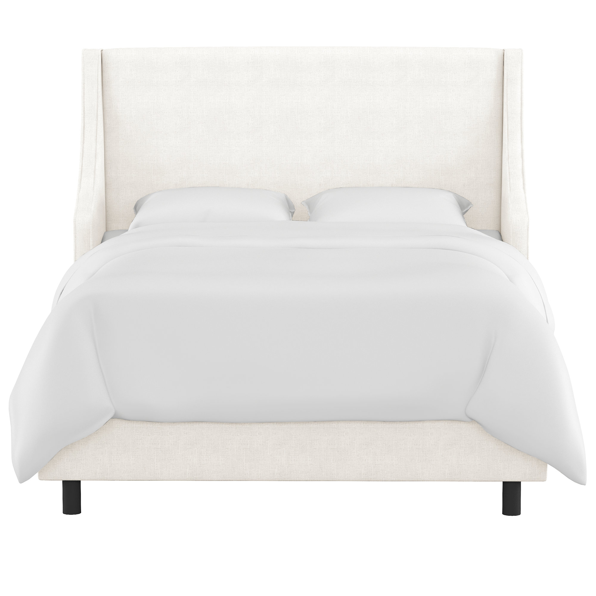 Bernadine Upholstered Wingback Bed, Queen, Zuma White Textured Linen