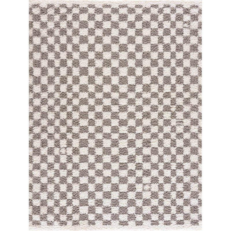 Tapis gris à poils longs moderne Udine, Rectangle 7 pi 11 po x 10 pi
