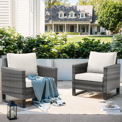Naresa Wicker Patio Chairs With Olefin Cushions Weather-Resistant