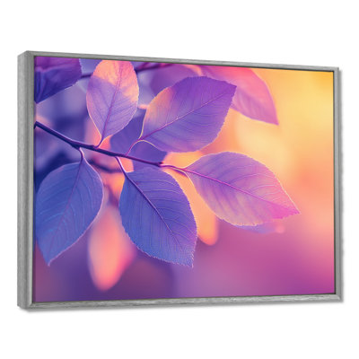 Coucher de soleil sur feuilles II - feuilles, art mural