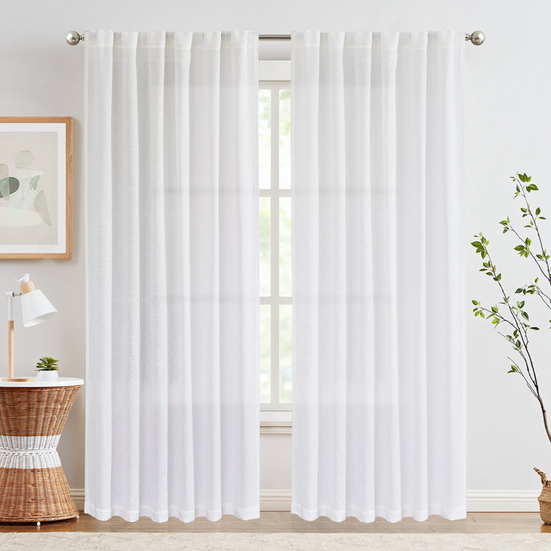 Rideaux filtrant la lumière Linen, H 50 po x L 84 po, Blanc