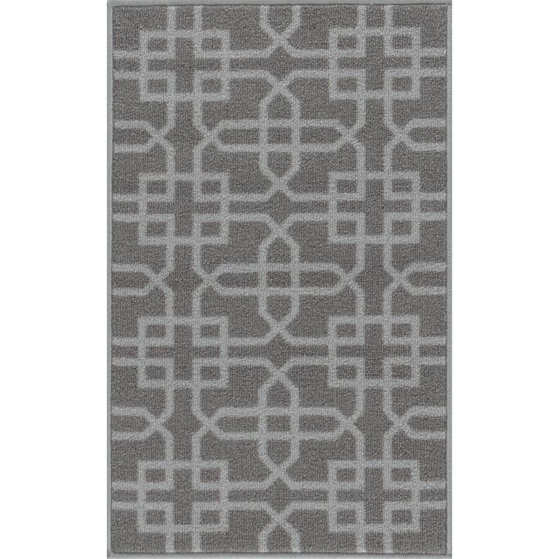 Faiqah Non-Slip Geometric Indoor Doormat, Rectangle 57 x 90cm , Dark Grey
