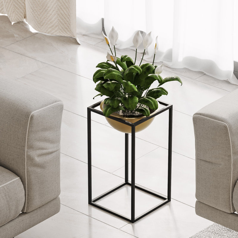 Becontree Elegant Metal Decorative Pot, Black & Gold, 6.7 x 15.7 inches | 100% Durable Metal, Perfect for Indoor & Outdoor Use | Lightweight Design at 1.9 lbs | Stylish Home Décor for Plants & Flowers