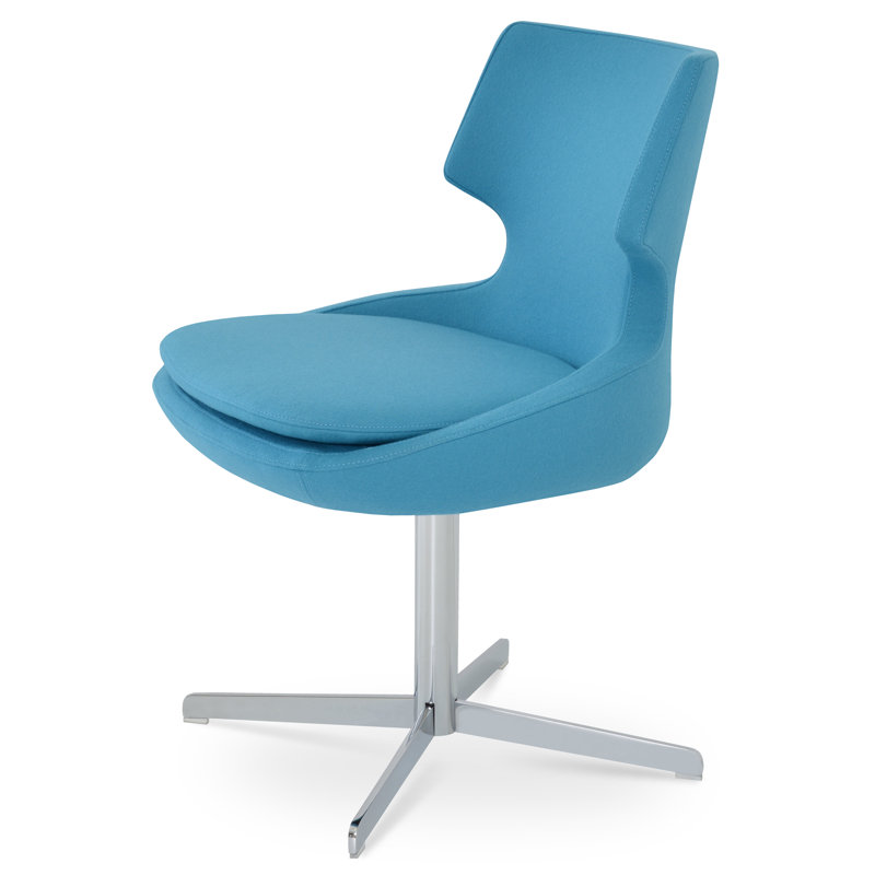Chaise d'appoint pivotante de 21,5 po Patara, Bleu fumé