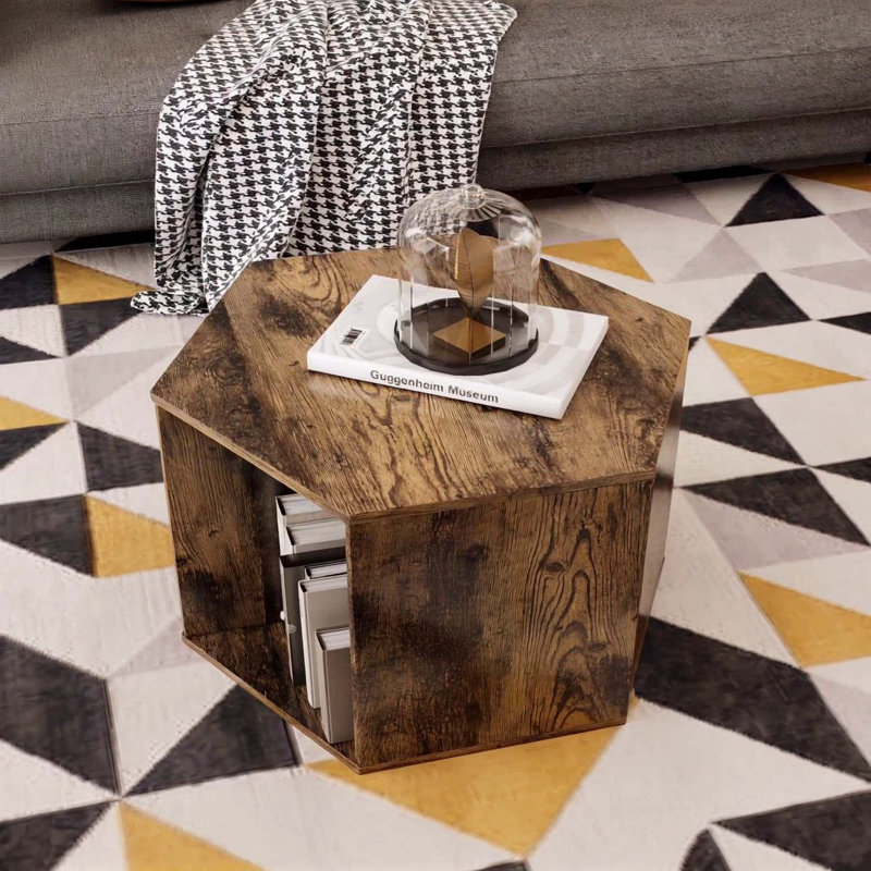 Table d'appoint hexagonale 23,62 po (1 pièce), Brun antique