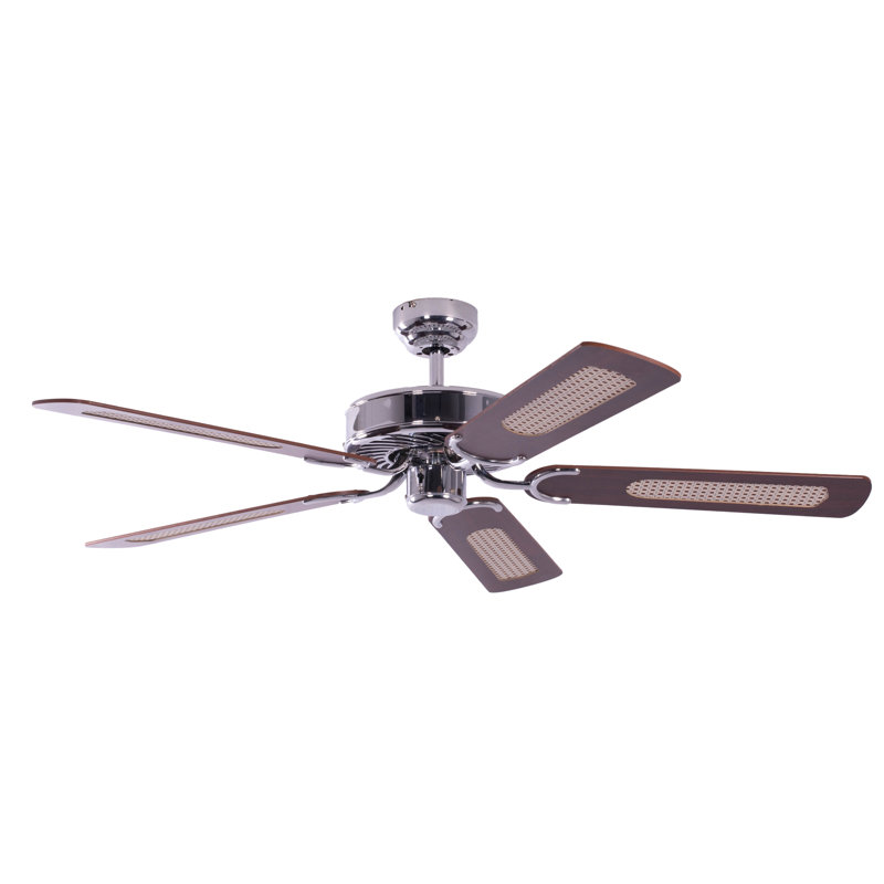 Shayla 132cm Ceiling Fan, Brushed Steel, Mahogany