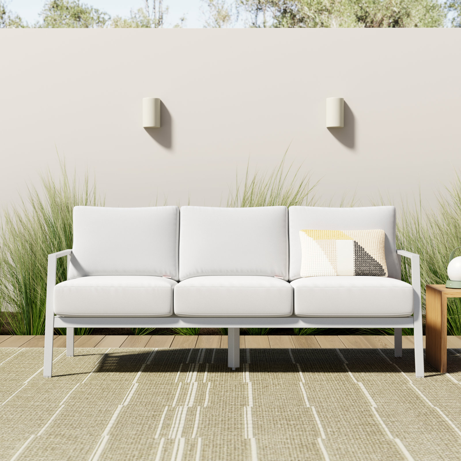Armando 75" Sunbrella® Patio Sofa, White Sunbrella®, White