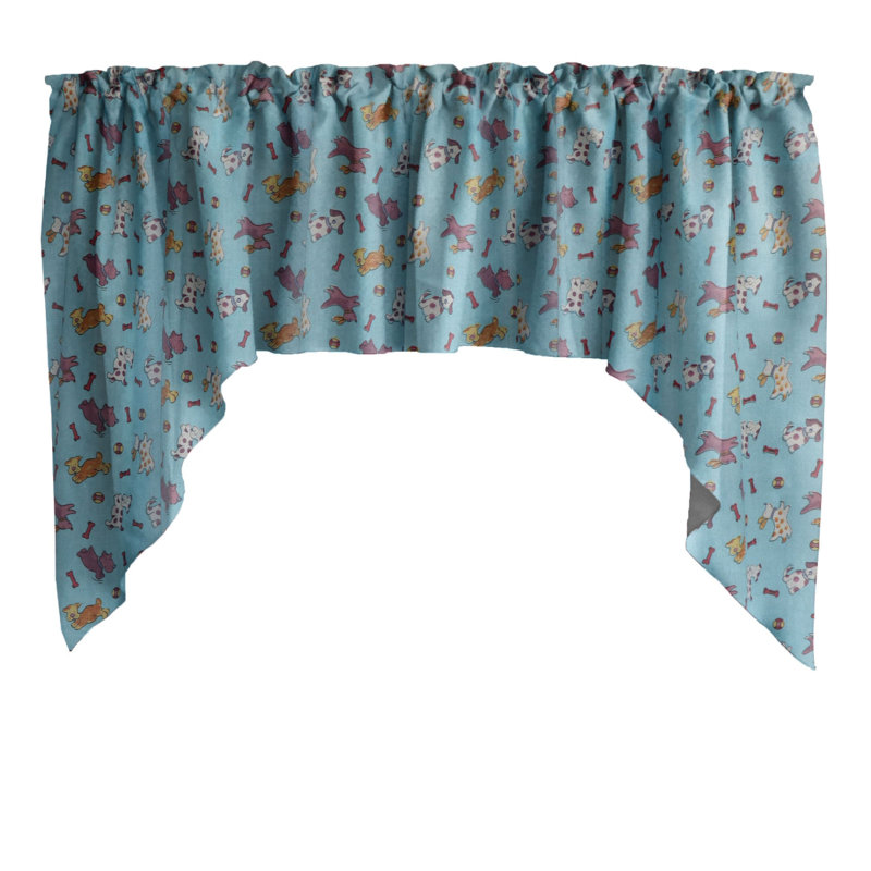 Cantonnière à motif de chiots, Bleu