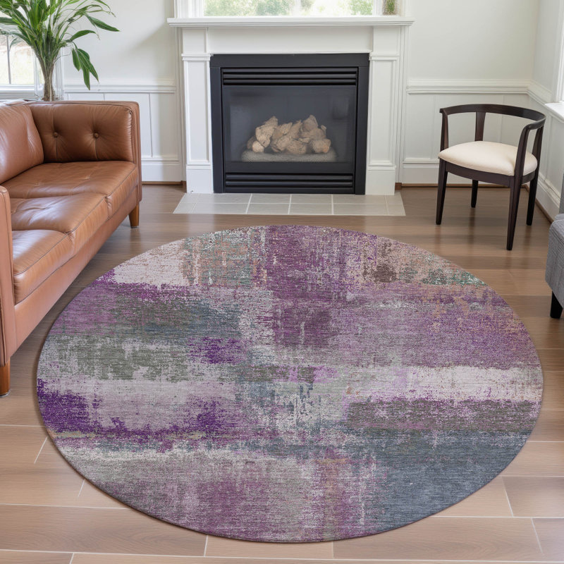 Premium Machine Washable Kumbhar AMF1354 Modern Rug, Round 8'