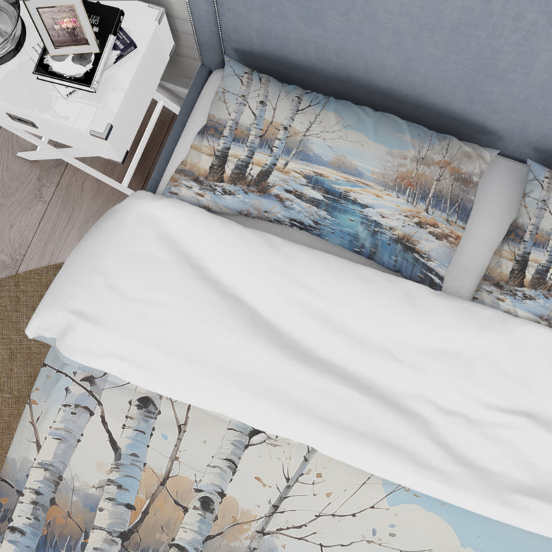 Ensemble de housse de couette en microfibre / polyester Birch Woods Winter Whispers IV