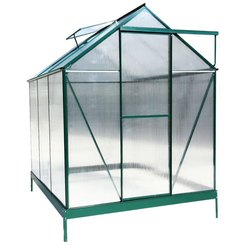6.3'*6.2'*7' Polycarbonate Greenhouse, 96.8" H x 75.2" W x 75.2" D, Green