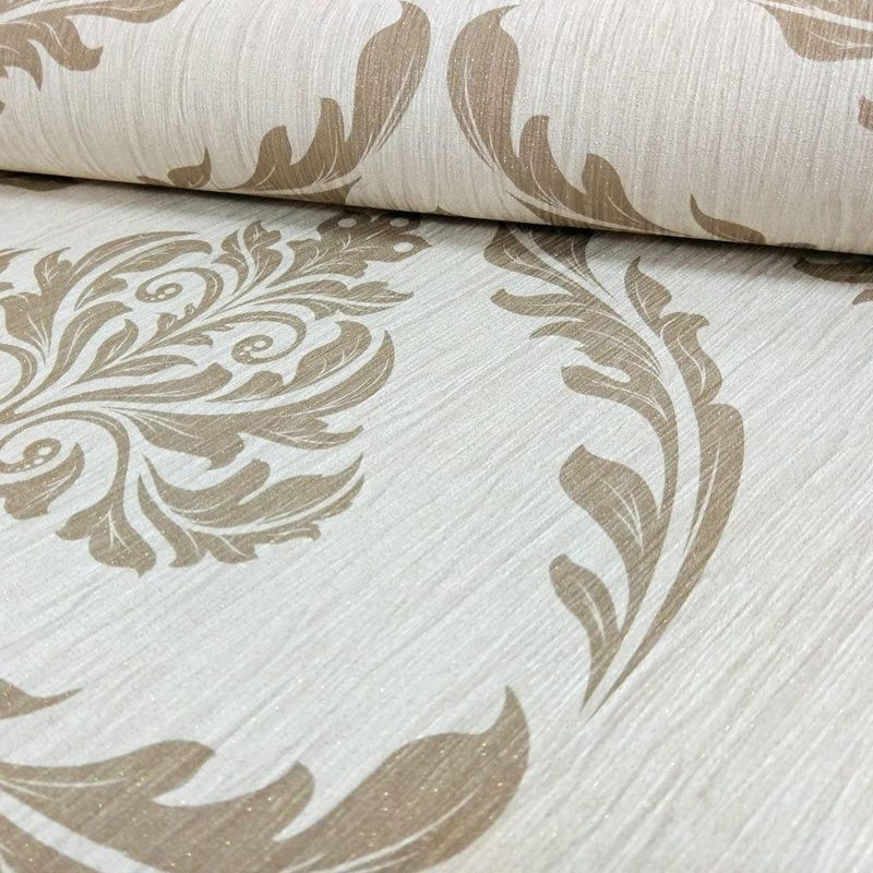 Lorelai 10m x 53cm Textured Glitter Wallpaper Roll, Ivory/Gold