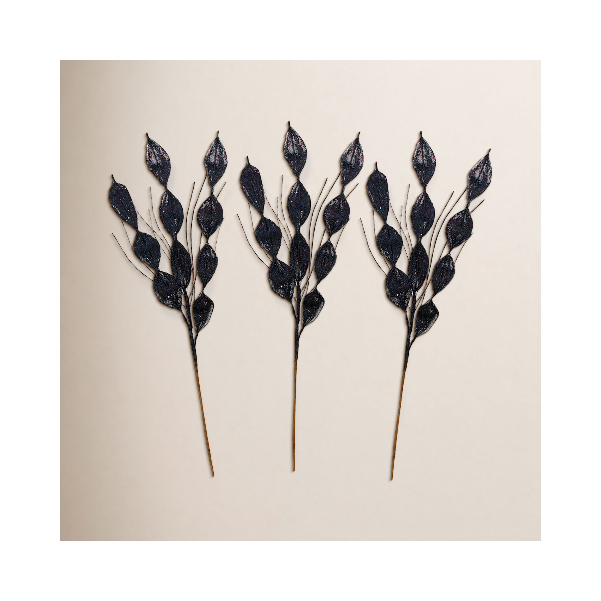 32" Leafy Glitter Picks, Black