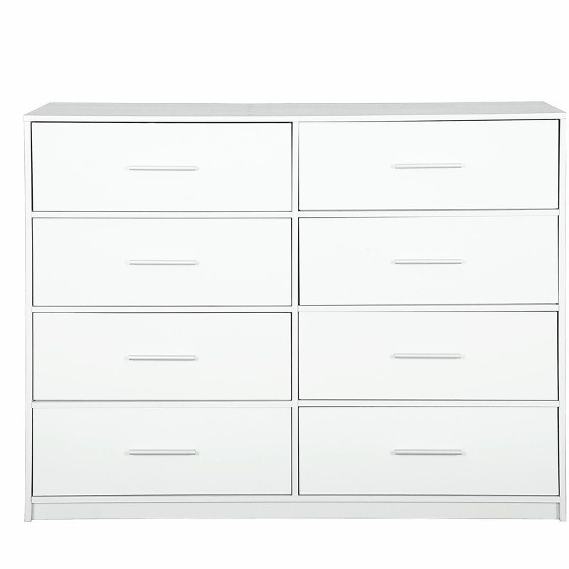 Commode 8 tiroirs avec grands tiroirs en tissu, blanc