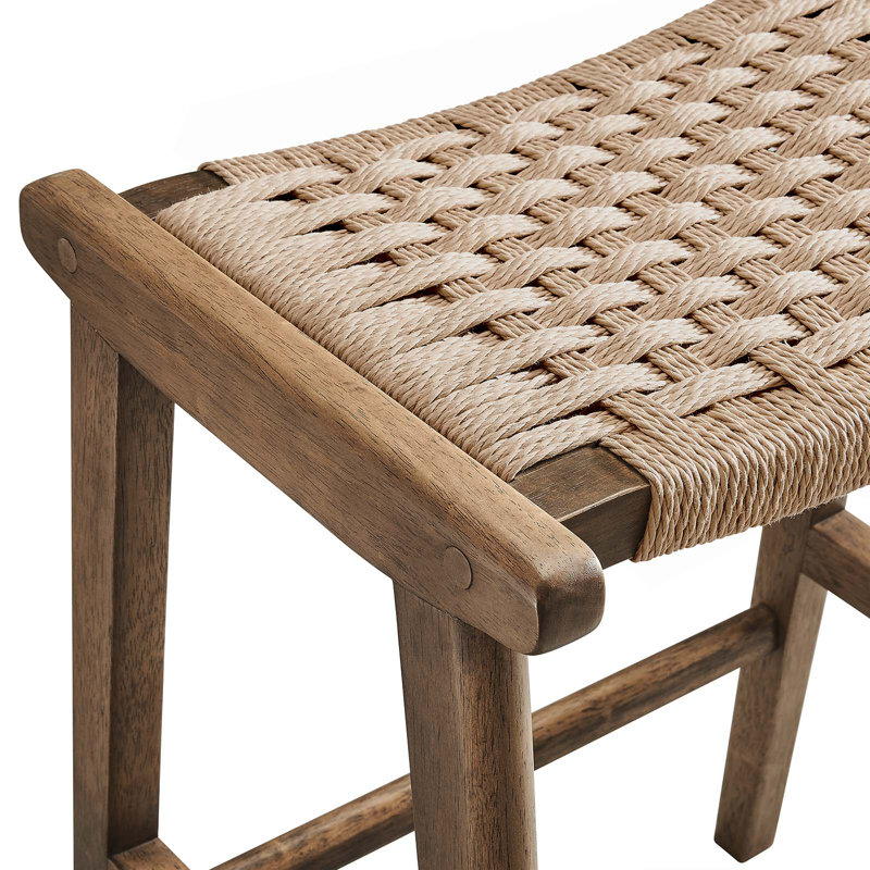 Modway Saoirse Counter/Bar Stools, Counter Stool (26” Seat Height), Natural Rope/Walnut Frame