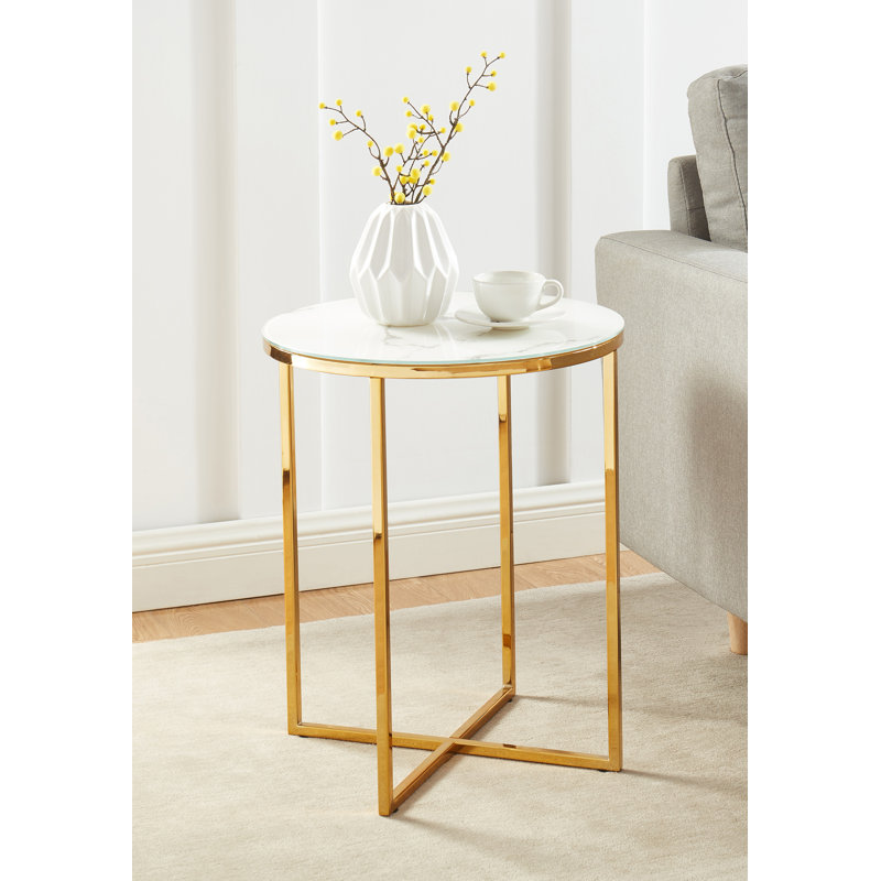 Table de bout tambour en verre ingwar