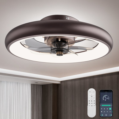 Modern Ceiling Fans With Lights Low Profile Enclosed Flush Mount Led Ceiling Fan With Lights Dimmable Reversible Smart Fandelier Ceiling Fans For For Bedroom Living Room Kitchen Home Indoor