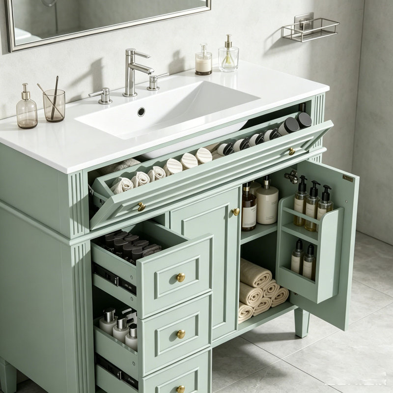 Meuble-lavabo 36 po avec lavabo, Vert