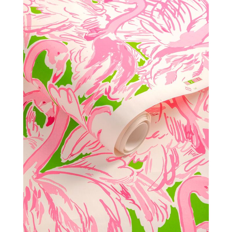 Lilly Pulitzer Pink Colony Wallpaper, Green/Pink