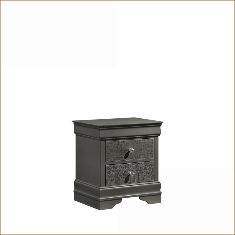 Table de chevet 2 tiroirs Blaze, Gris