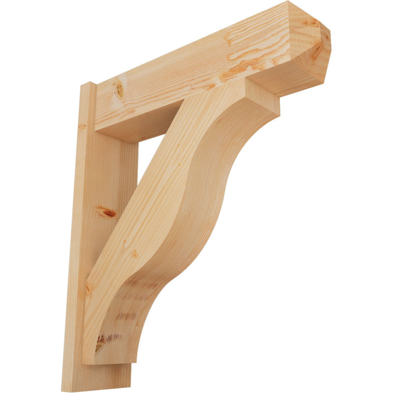 Persienne en bois rustique Funston Craftsman, P 28 po x H 32 po, Sapin Douglas de 7 1/2 po (lisse)