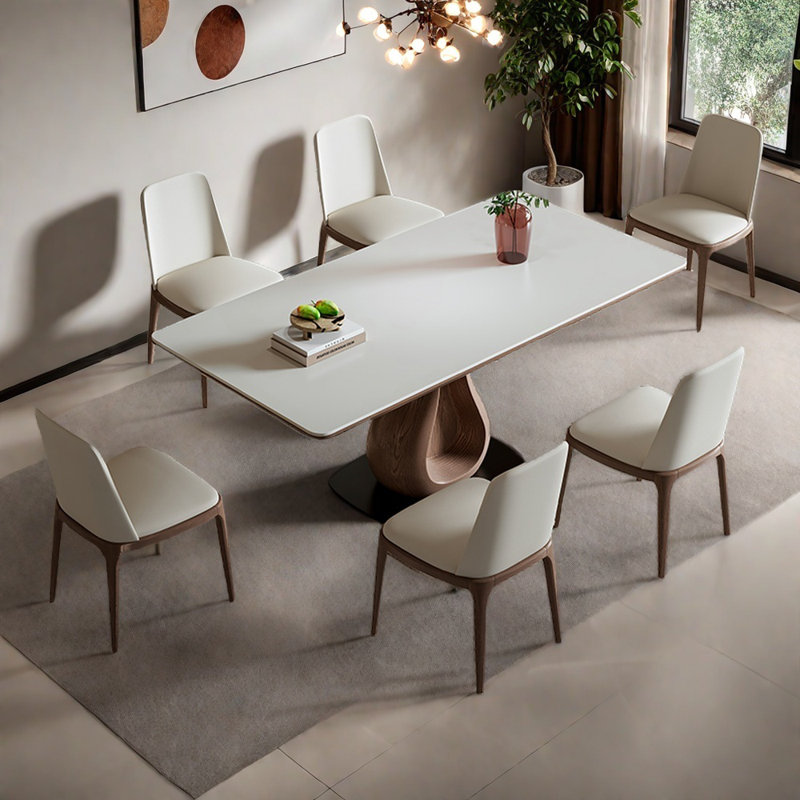 Home rectangular bright face rock slab table set, 29.52"H x 62.99"L x 35.43"W