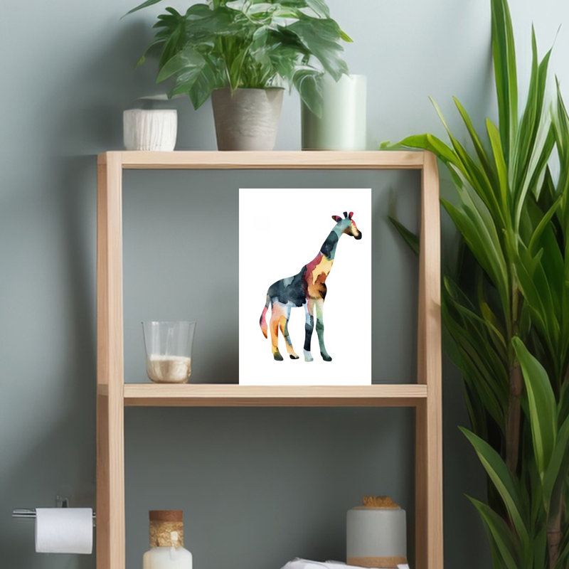 Girafe, art mural contemporain abstrait, 18" H x 12" W